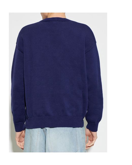 A.P.C. Blue Logo Crewneck Knitted Sweater for men