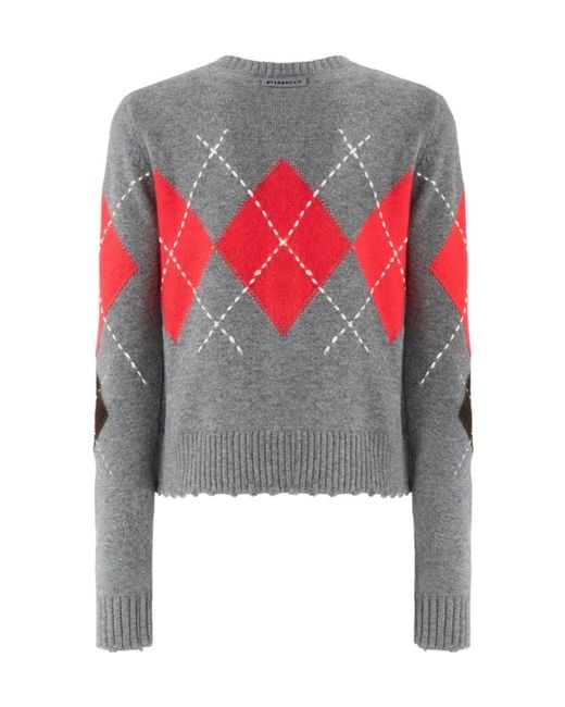 Pinko Multicolor Argyle-Intarsia Button-Up Cardigan