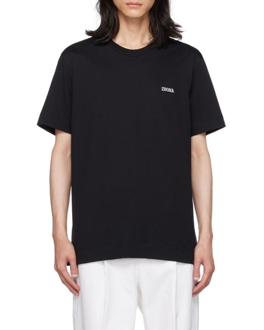Zegna Black Logo T-Shirt for men