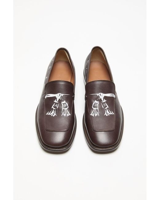 Acne Brown Printed Loafers for men