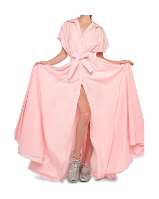 Norma Kamali Pink Super Os Sleeveless Bf Nk Shirt Flared Gown