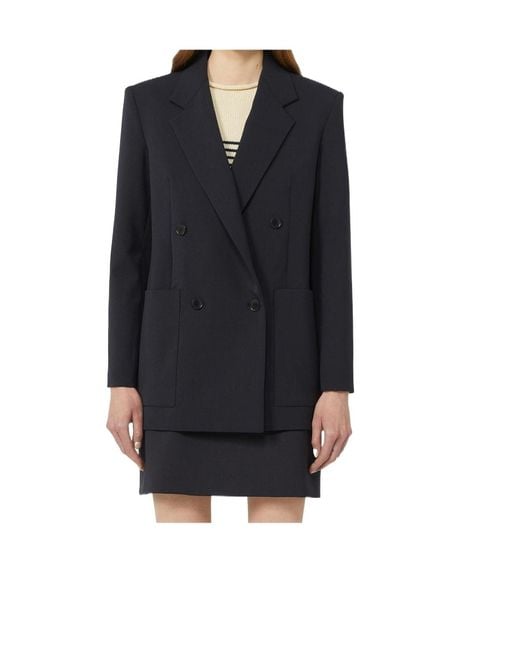 Weekend by Maxmara Blue Veloce Double-Breasted Blazer