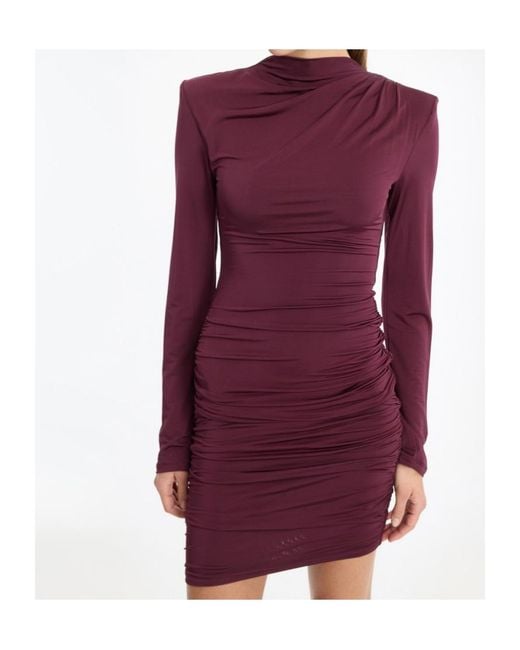ROTATE BIRGER CHRISTENSEN Purple Draped Ruched Mini Dress