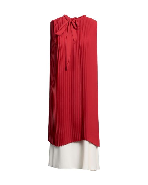 MM6 by Maison Margiela Red Two-Tone Sleeveless Ruched Dress