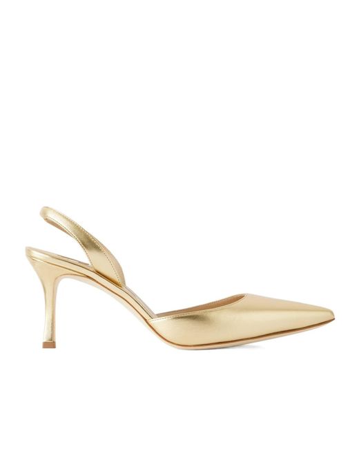 Manolo Blahnik Metallic Slingback High-Heeled Pumps