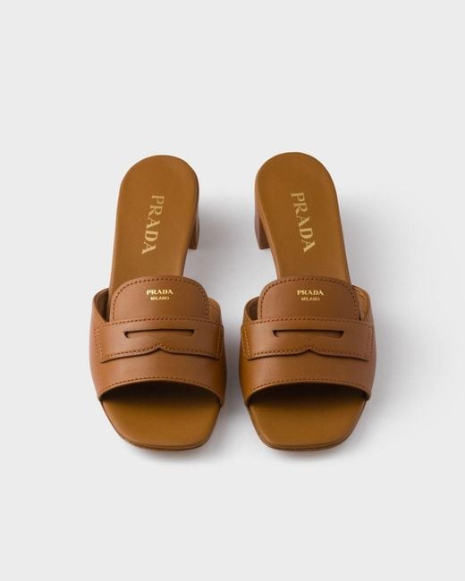 Prada Brown Leather Sandals