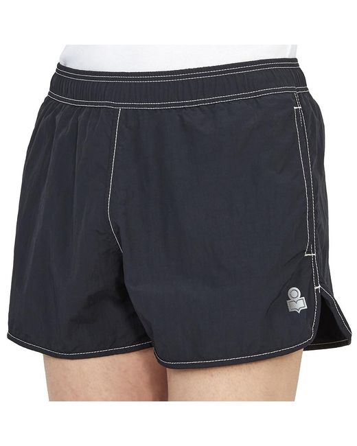 Isabel Marant Black Vicente Logo-Patch Swim Shorts for men