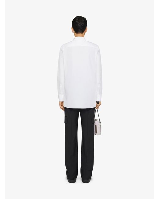 Givenchy White Logo Embroidered Long-Sleeved Shirt for men
