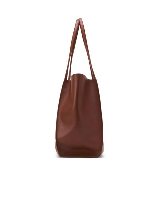 Lanvin Brown Leather Clasp-Closure Tote Bag