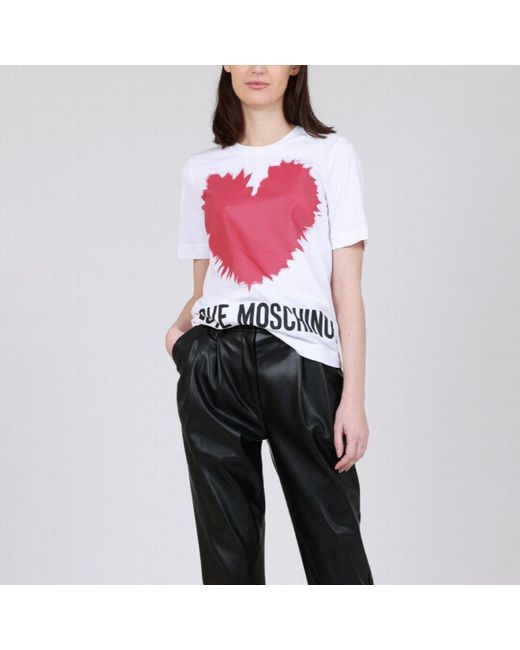 Moschino White T-Shirt With Round Neck And Short Sleeves