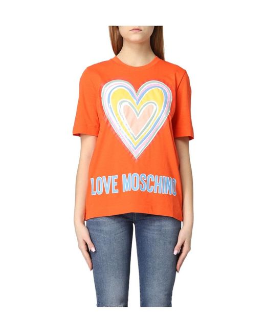 Moschino Orange Logo-Print Short-Sleeve T-Shirt