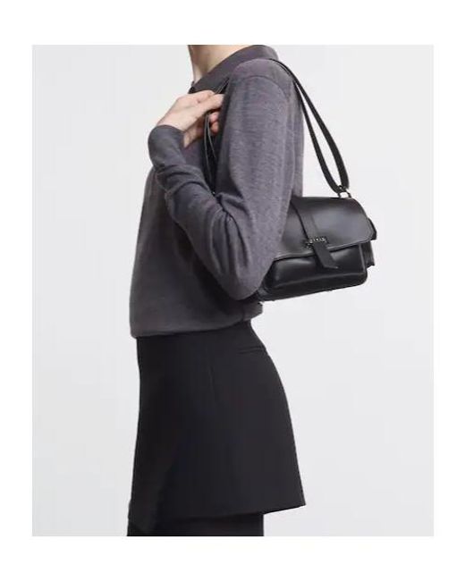 Hogan Black Embossed Small Flap Shoulder Bag