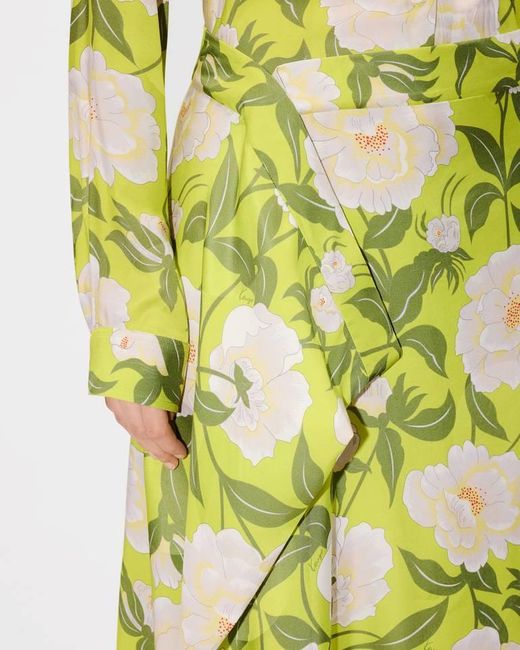 KENZO Green Peonies' Midi Skirt