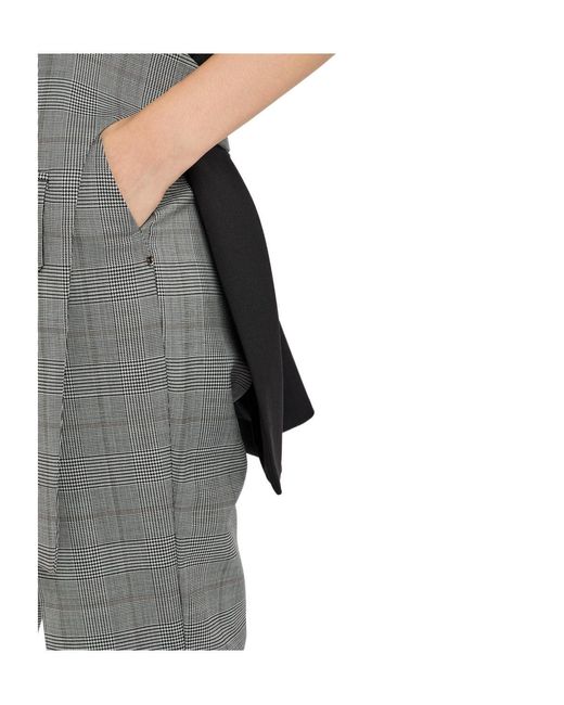 Sportmax Gray Checked Flared-Leg Wool Trousers