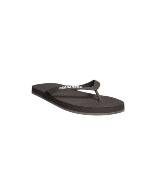 DSquared² Brown Logo Thong Flip-Flops for men