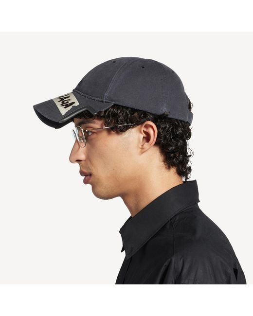 Balenciaga Black Masking Tape Distressed Baseball Cap for men