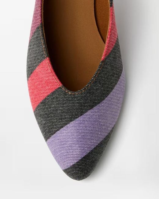 Versace Brown Tina Striped Denim Pumps 65 Mm