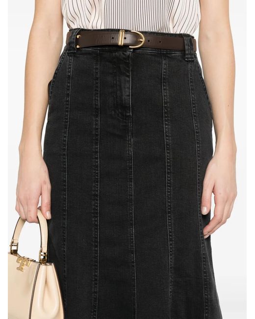 Twinset Black Pleated Denim Skirt