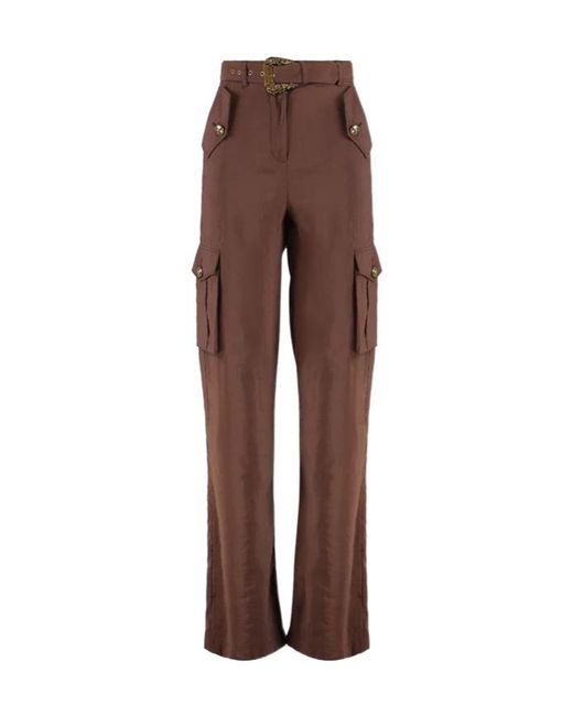 Versace Jeans Brown Couture Crinkled-Finish Belted Cargo Pants