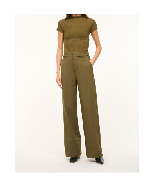 Staud Green Belt-Loop Casual Pants