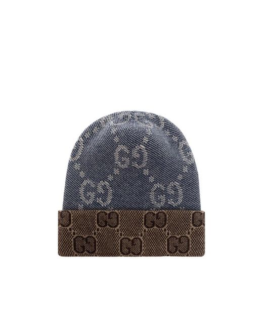 Gucci Blue Reversible Gg Beanie for men