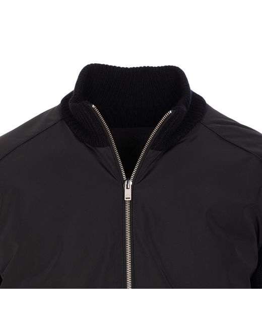 Moose Knuckles Black Magnus Knit Hybrid Zipped Bomber Jacket for men