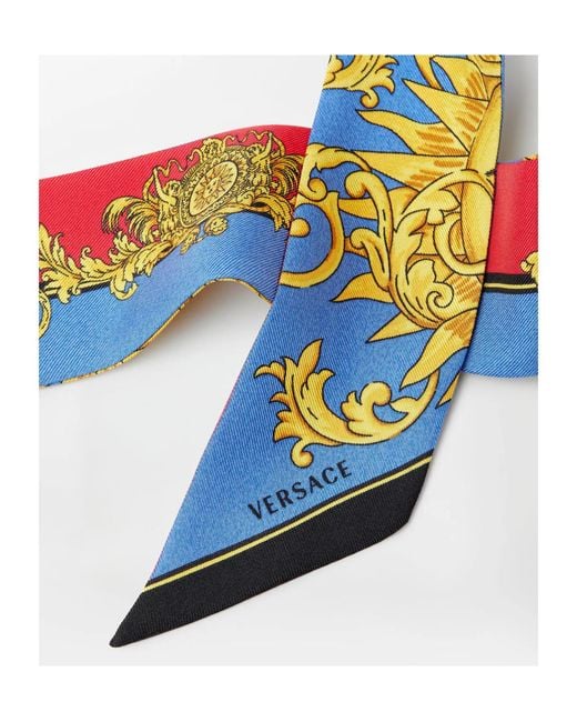 Versace Blue Printed Silk Twill Ribbon