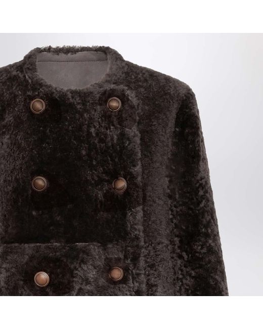 Brunello Cucinelli Brown Double-Breasted Long Sleeved Jacket