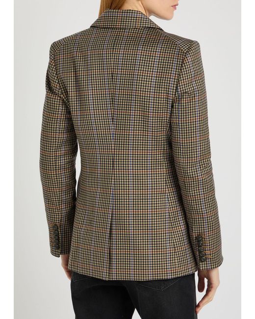 Veronica Beard Green Claude Dicky Plaid Stretch-Wool Blazer