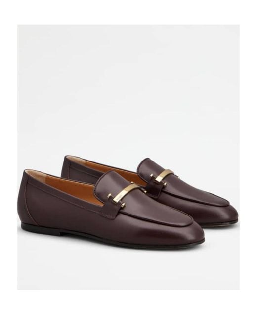 Tod's Brown Clamp Detailed Slip-On Loafers