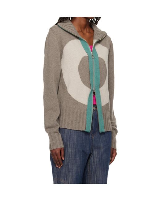 Edward Cuming Gray Vortex Window Wool Blend Zip-Up Sweater for men