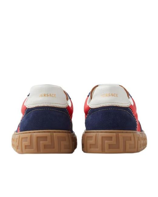 Versace Red Greca Lace-Up Sneakers for men