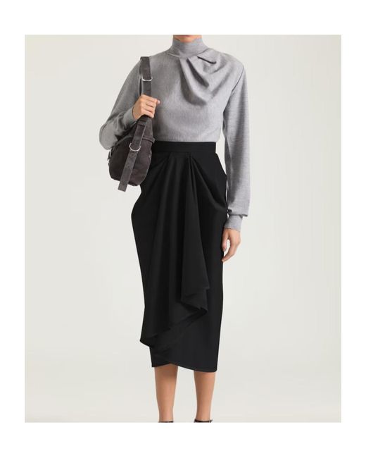 Givenchy Gray Pleated High-Neck Knitted Sweater