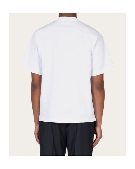 Ferragamo White Ferragamo Flocked Logo Crewneck T-Shirt for men