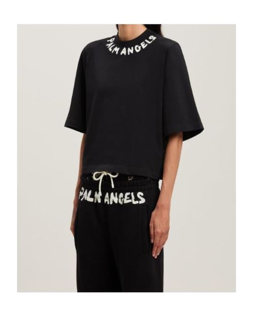 Palm Angels Black Logo Cropped T-Shirt