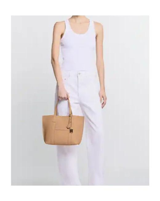 Hogan Natural Logo Embossed Top Handle Bag