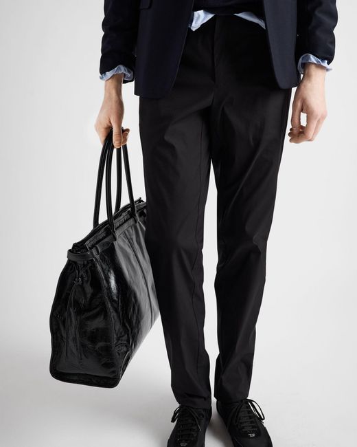 Prada Blue Stretch Poplin Pants for men