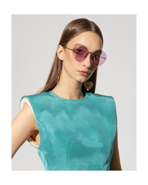 Gucci Purple Eyewear Round Frame Sunglasses
