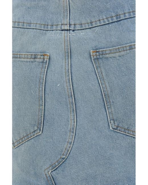 MM6 by Maison Margiela Blue Denim Raw-Cut Edge Mini Skirt