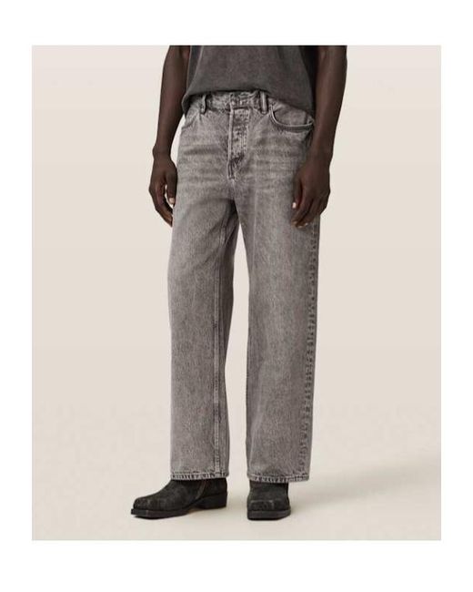 AllSaints Gray Lenny Wide Leg Denim Jeans for men
