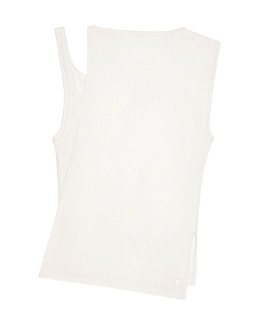 Courreges White Courrèges Oblique 90's Rib Top