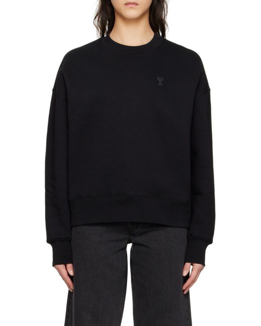 AMI Black Ami De Coeur Crewneck Sweatshirt for men