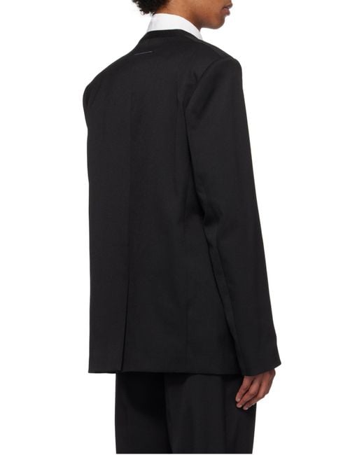 MM6 by Maison Margiela Black Single-Breasted Raw-Cut Edge Blazer for men