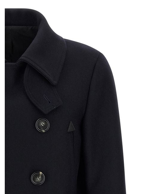 DSquared² Blue Felted Wool Caban Coat for men