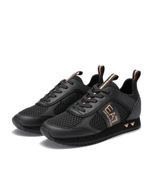 EA7 Black Pull Ring Strapped Low Upper Board Shoes for men
