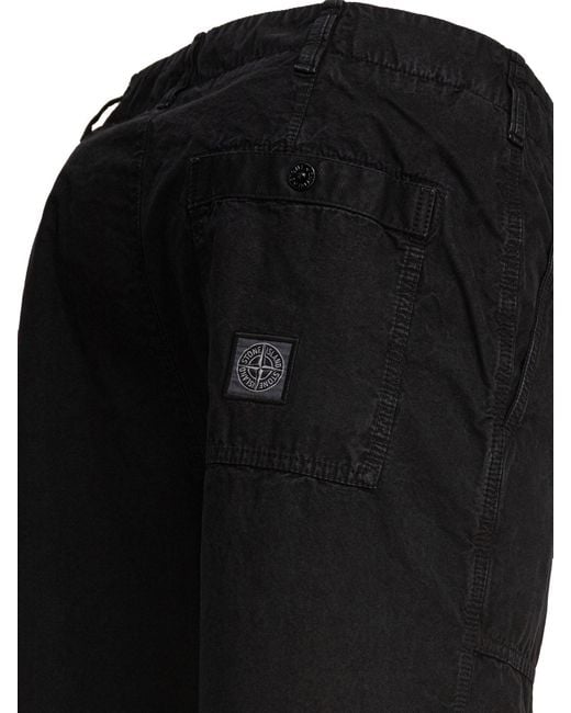 Stone Island Black Logo Patch Straight-Leg Pants for men