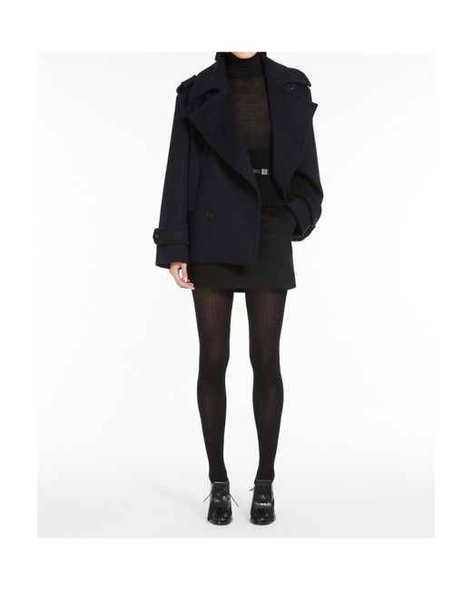 Max Mara Blue Laveno Double-Breasted Coat