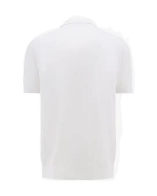 Kiton White Short-Sleeved Polo Shirt for men