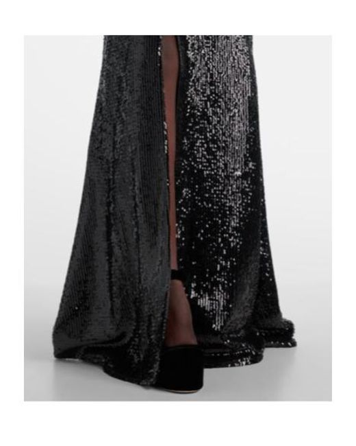 Elie Saab Black Sequined Strapless Silk-Blend Gown