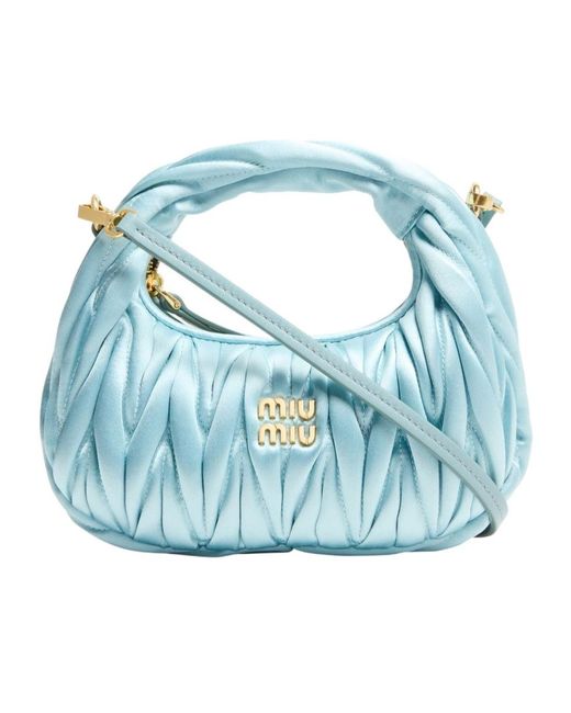 Miu Miu Blue Mini Sating Wander Bag